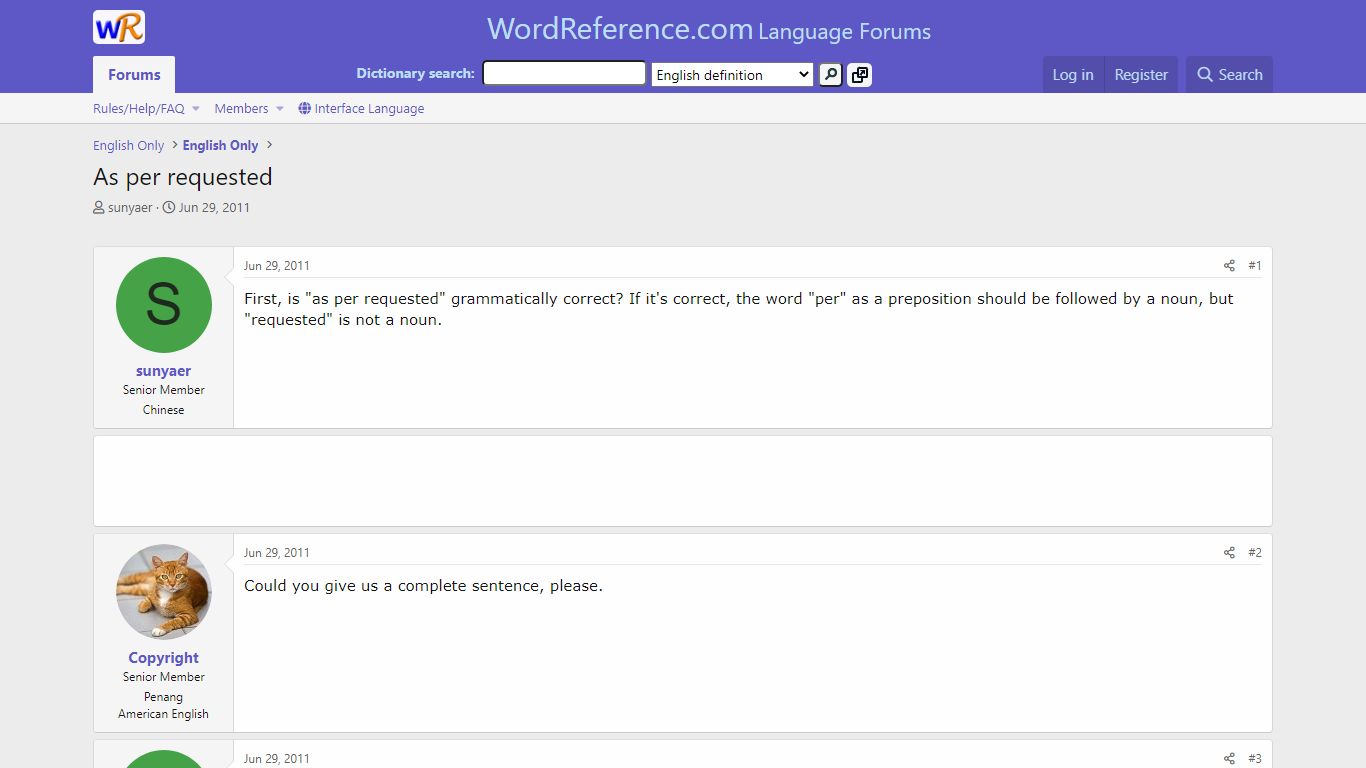 As per requested | WordReference Forums